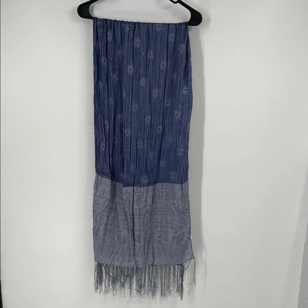 Blue 100% Silk Scarf Wrap